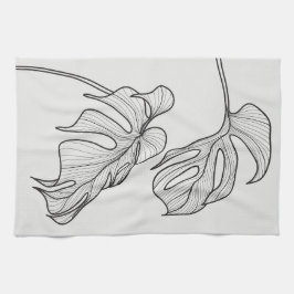 Black and white Plant Löv Kökshandduk