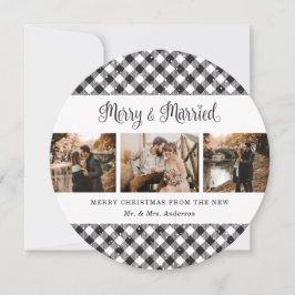 Black and White Play Newlyweds julkort