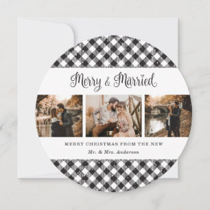 Black and White Play Newlyweds julkort