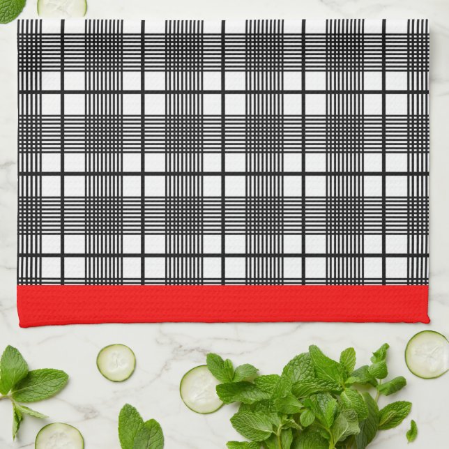 Black and White Play Red Gräns Kitchen Towel Kökshandduk (Vikta)