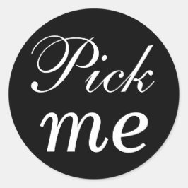Black and White Plocka Me-etikett Runt Klistermärke