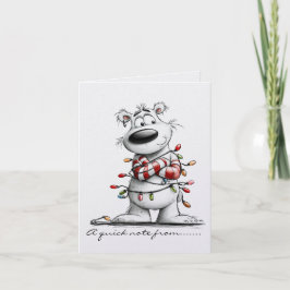 Black and White Polar Bear With Colored Lights Anteckningskort