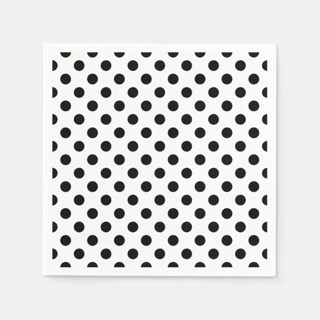 Black and White Polka Dot Cocktail Napkins Pappersservett (Framsidan)