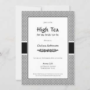 Black and White Polka Dot High Tea Möhippa Inbjudningar