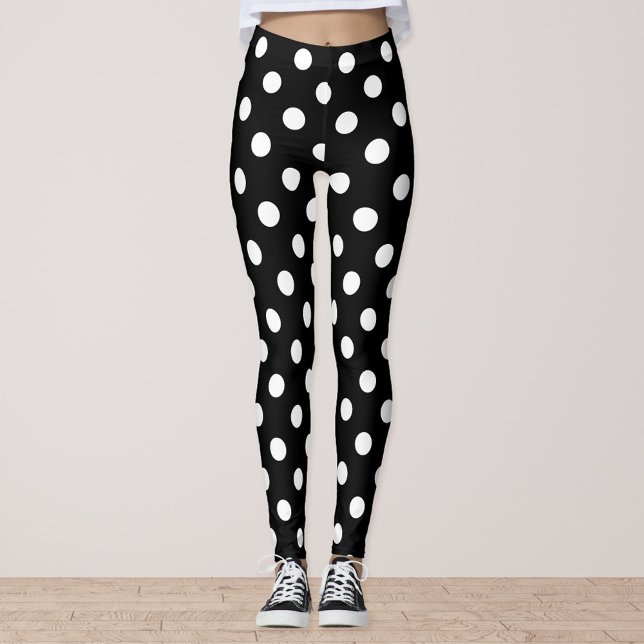 Black and White Polka Dot Leggings (Skapare uppladdad)