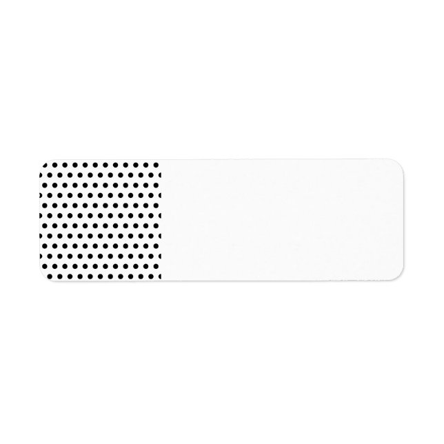 Black and White Polka Dot Mönster. Fläckigt. Returadress Etikett (Framsidan)