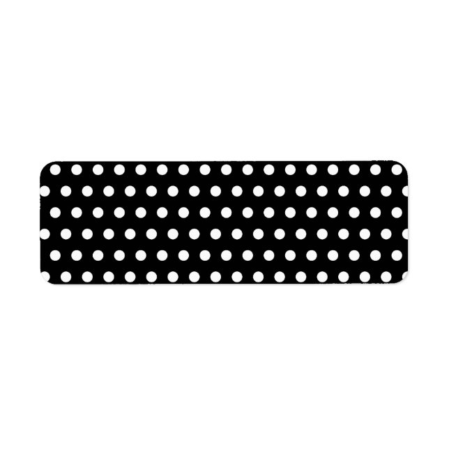 Black and White Polka Dot Mönster. Fläckigt. Returadress Etikett (Framsidan)