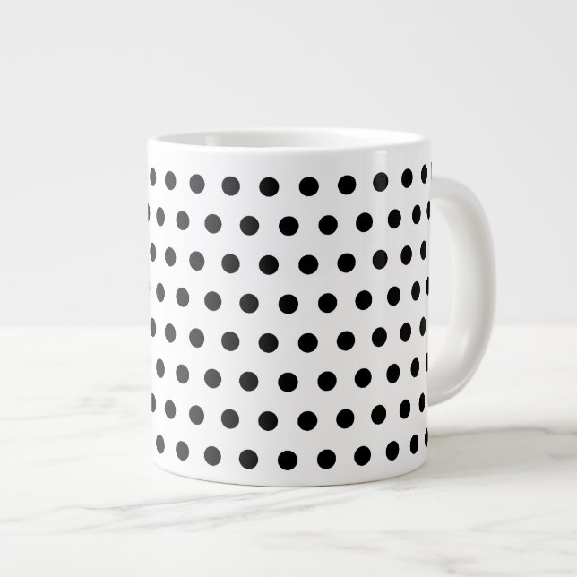 Black and White Polka Dot Mönster. Spotty. Jumbo Mugg (Framsida höger)