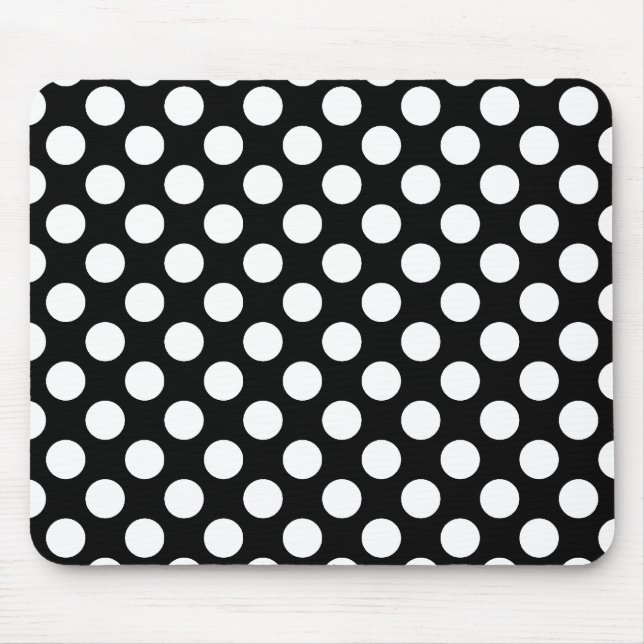 Black and White Polka Dot Retro Mönster Musmatta (Framsidan)