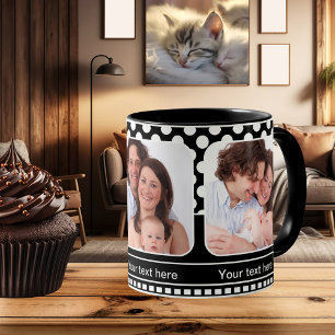 Black and White Polka Dot Retro Photo Ram Mugg