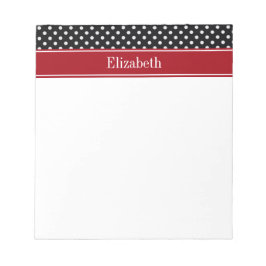 Black and White Polka dots Cranberry Namn Monogram Anteckningsblock