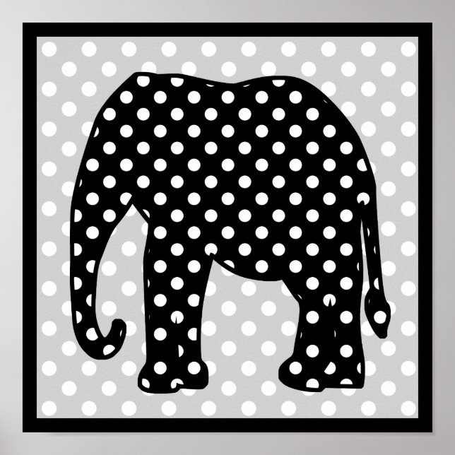 Black and White Polka dots Elephant Poster (Framsidan)