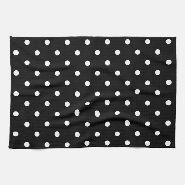 Black and white polka dots kökshandduk (Horisontell)