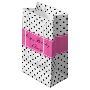 Black and White Polka dots med Shock rosa Birthday