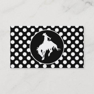 Black and White Polka dots; Rodeo Cowboy Visitkort