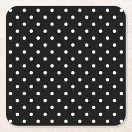 Black and white Polka Dots Underlägg Papper Kvadrat