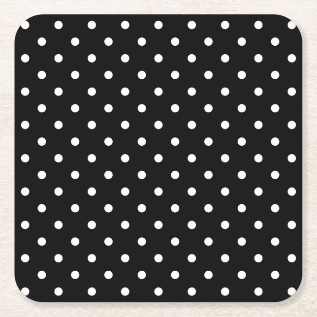 Black and white Polka Dots Underlägg Papper Kvadrat (Framsidan)
