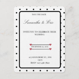 Black and White Polka dots wedding Invitation Inbjudningar