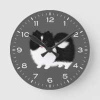 Black and White Pommern Parti Pom