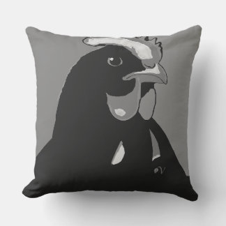 Black and White Pop Art Chicken Pillow Kudde