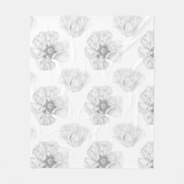 Black and White Poppy Fleecefilt (Framsidan)