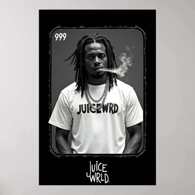 Black and white portrait of male rapper smoking wi poster (Framsidan)