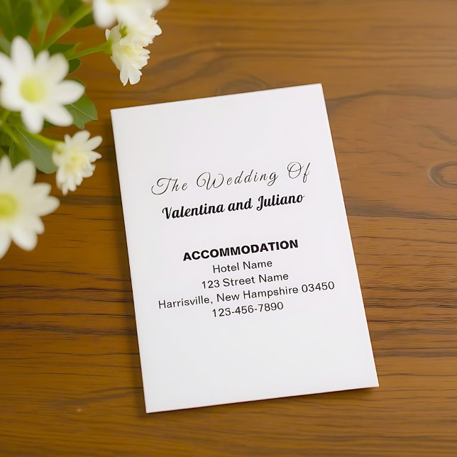 Black and White Portrait Wedding Accommodation Tilläggskort (Typography style black and white wedding accommodation portrait enclosure card)