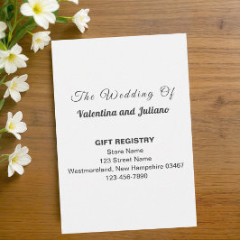 Black and White Portrait Wedding Gift Registry Tilläggskort