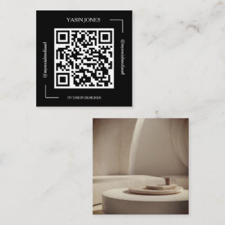 Black and White QR Code Interior Designer Fyrkantigt Visitkort