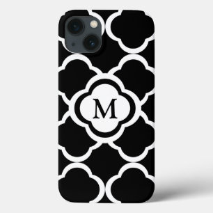 Black and White Quatrefoil personalize Monogram