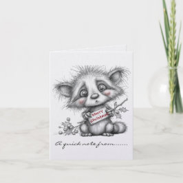 Black and White Raccoon Merry Christmas Sign Anteckningskort