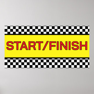 Black and white Racing START finish Line Poster