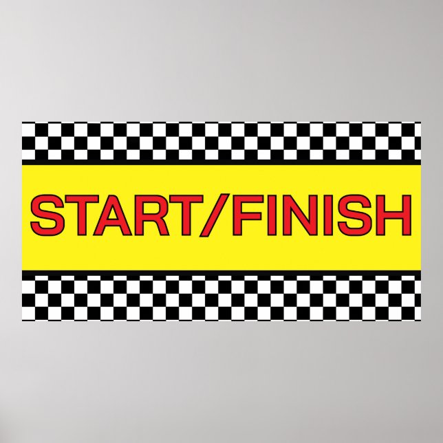 Black and white Racing START finish Line  Poster (Framsidan)