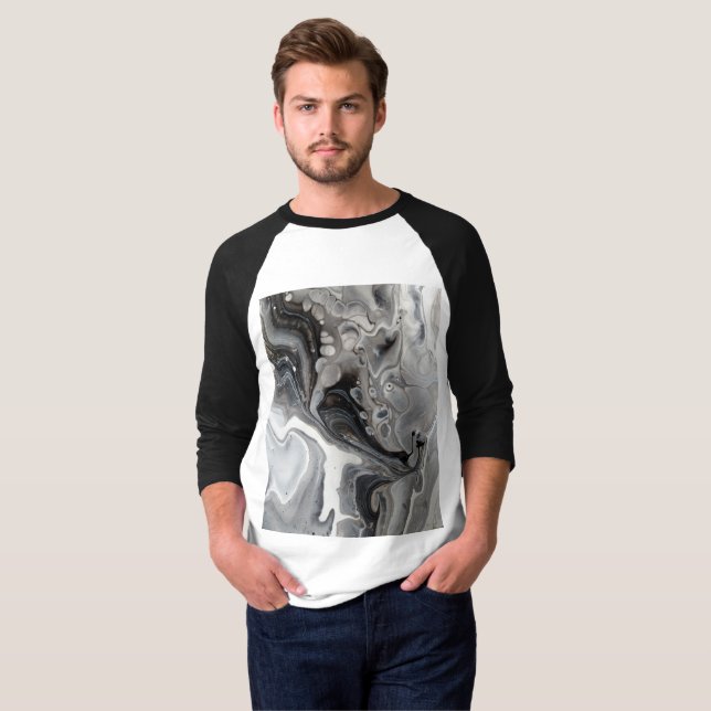 Black and White Raglan T-shirt - Baseball Jersey (Hel framsida)