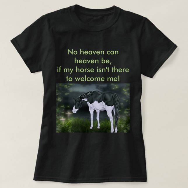 Black and White Ram Overo Paint Horse Tee Shirt (Design framsida)