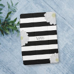 Black and White Rand Daisy Namn iPad Air Cover iPad Mini Skydd<br><div class="desc">Lägg till ditt namn till den här feta svarta och vita stripade daisyn ipad cover.</div>