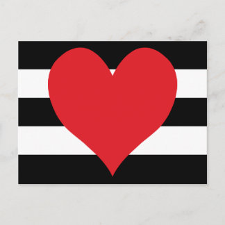 Black and White Rand Red Heart Vykort