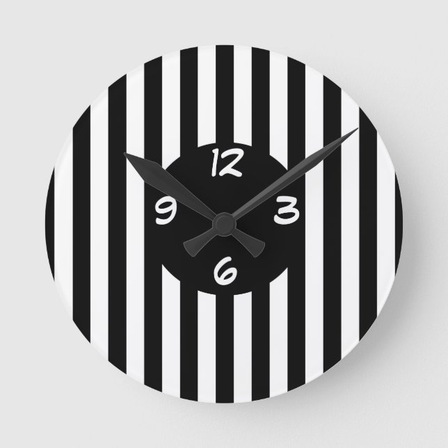 Black and White Rand Round Clock Rund Klocka (Framsida)