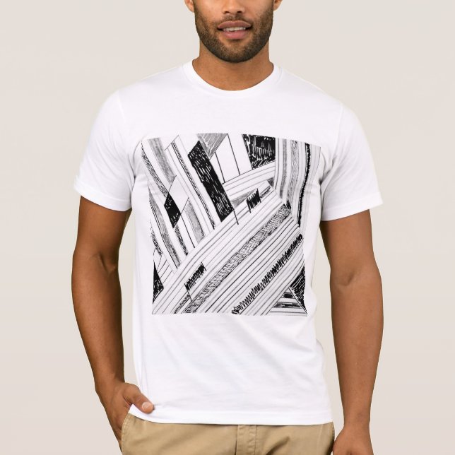 Black and White Rand Sketch Manar T-Shirt (Framsida)