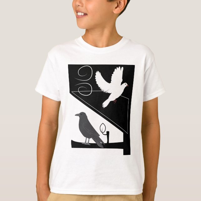Black and White_Raven and Dove T Shirt (Framsida)