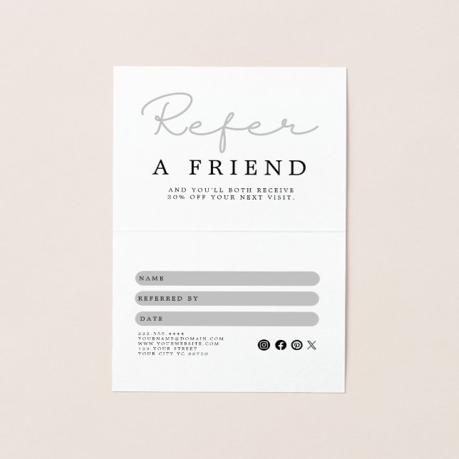  Black and White Referral Card Folierat Kort (Insida)