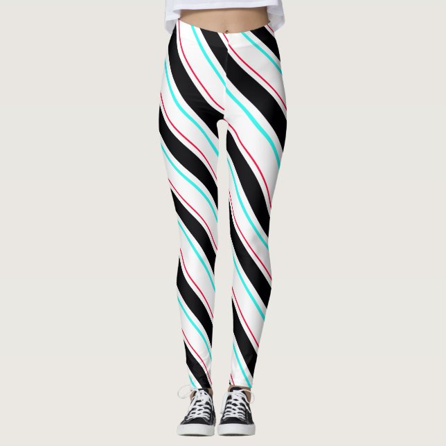 Black and White Regimental Rand Leggings (Framsida)
