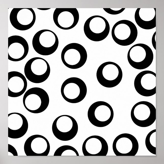 Black and White Retro Circles Mönster. Poster (Framsidan)