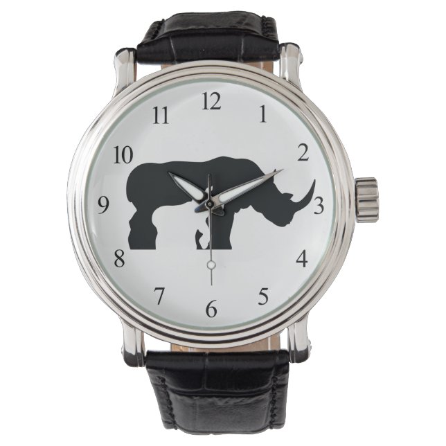 Black and White Rhino Armbandsur (Framsida)