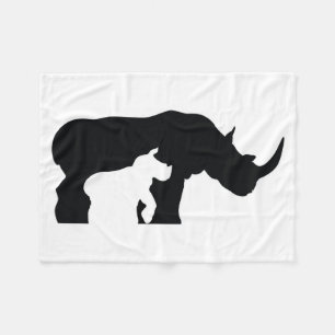 Black and White Rhino Fleecefilt