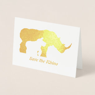 Black and White Rhino Folierat Kort