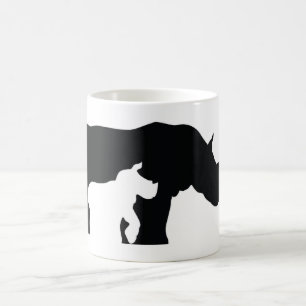 Black and White Rhino Kaffemugg