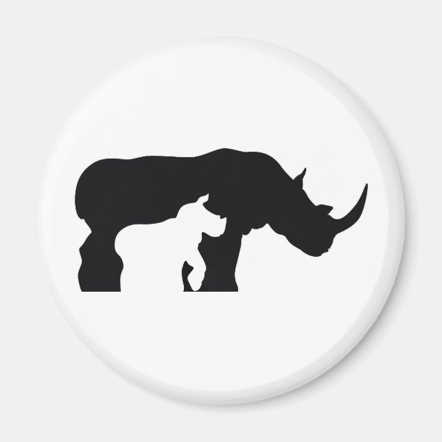Black and White Rhino Magnet (Framsidan)