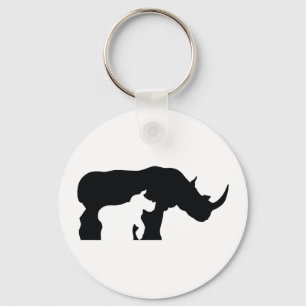 Black and White Rhino Nyckelring