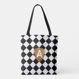 Black and White Rhombus Classic med ditt Monogram Tygkasse